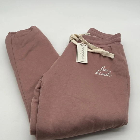 No Comment Fleece Joggers Womens Medium Blush Pink Sweatpants Outdoor Casual - Picture 1 of 8